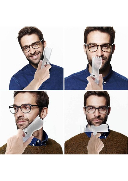 Mavi Stil Sakal Şekillendirme Şablon Seti Ayarlanabilir Yüz Saç Şablonu Pratik Erkek Tıraş Aracı Setleri Kaymaz Erkek Sakal Düzeltici (Yurt Dışından) fırsatları