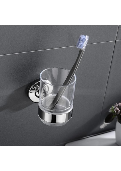 2 Adet Tarzı Sutainless Çelik Diş Fırçası Diş Bardak Tutucu Cam Bardak Duvara Monte Banyo Tek Fincan Rafı Banyo Aksesuarları (Yurt Dışından)