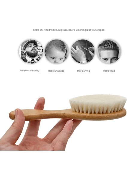 Shyms Stili Bebek Bakımı Saf Doğal Yün Bebek Ahşap Fırça Tarak Berber Dükkanı Kırık Saç Temizleme Fırçası Kırpma Sakal Fırçası (Yurt Dışından)