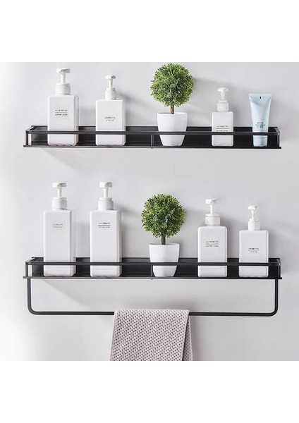 B2-40CM Tarzı Banyo Rafı Siyah Alüminyum Şampuan Tutucu Duvara Monte Kare Kozmetik Raf Mutfak Ağları Raf Depolama Rafı Havlu Askısı (Yurt Dışından) modelleri