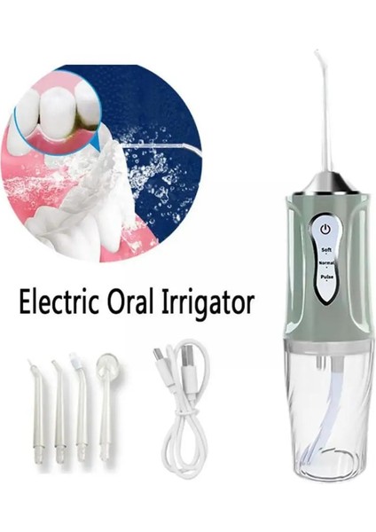 Beyaz Stil Irrigator USB 3 Mod Temizlenebilir Pil Kumandalı Jet Akülü Gelişmiş Taşınabilir Güçlü Temizleyici Nozullar Diş Teli S3J2 (Yurt Dışından)