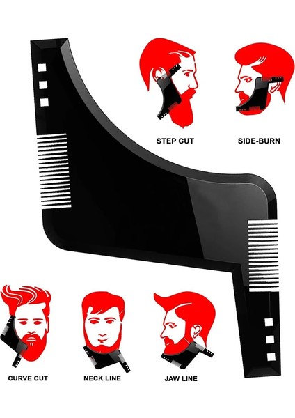 Siyah Stil Yeni Pro Sakal Şekillendirici Şekillendirme Şablon Tarak Berber Aracı Siyah Şeffaf Kahverengi Simetri Kırpma Şekillendirici Stencil (Yurt Dışından) fırsatları