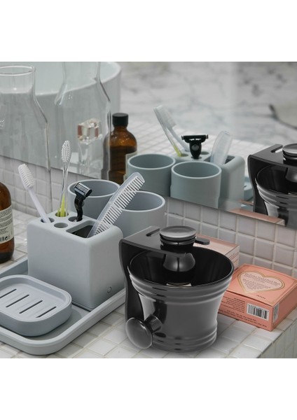 3 Adet Erkek Yüz Temizleme Araçları Sakal Tıraş Seti Tıraş Fırçası + Tıraş Bıçağı Standı + Sabunluk Erkek Tıraş Aracı Set (Yurt Dışından)