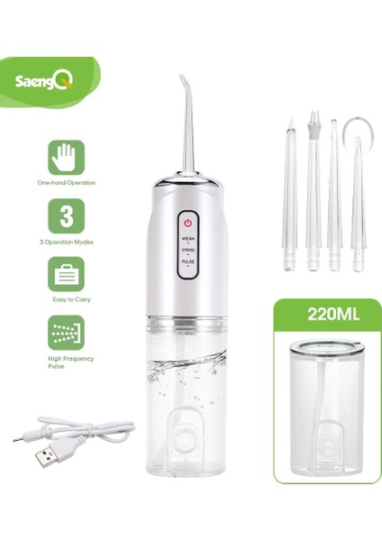Mavi Stil Saengq Taşınabilir Oral Irrigator Şarj Edilebilir Diş Duşu Diş Su Jeti Su Deposu Diş Temizleyici Akıllı Yumruk USB 220 ml (Yurt Dışından) modelleri