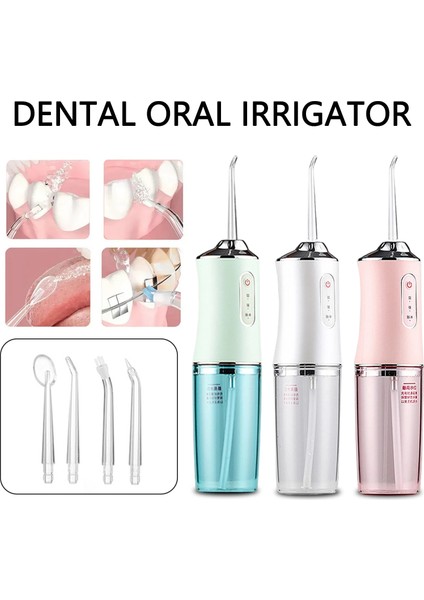 Beyaz Stil Seçim 4 Jet Ucu Taşınabilir Diş Irrigator USB Şarj Edilebilir Su Jeti Ipi Diş 3 Mod Uzun Pil Ömrü Diş Temizleyici (Yurt Dışından)