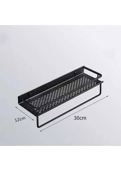 30CM-1 Tarzı Banyo Rafı Siyah Alüminyum Duvara Monte Kare Şampuanlık Kozmetik Rafları Mutfak Ağları Raf Depolama Raf Organizatör Raf (Yurt Dışından)