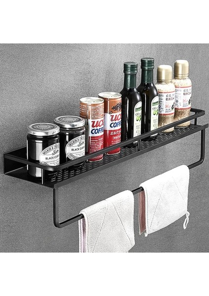 30CM-1 Tarzı Banyo Rafı Siyah Alüminyum Duvara Monte Kare Şampuanlık Kozmetik Rafları Mutfak Ağları Raf Depolama Raf Organizatör Raf (Yurt Dışından) fiyatları