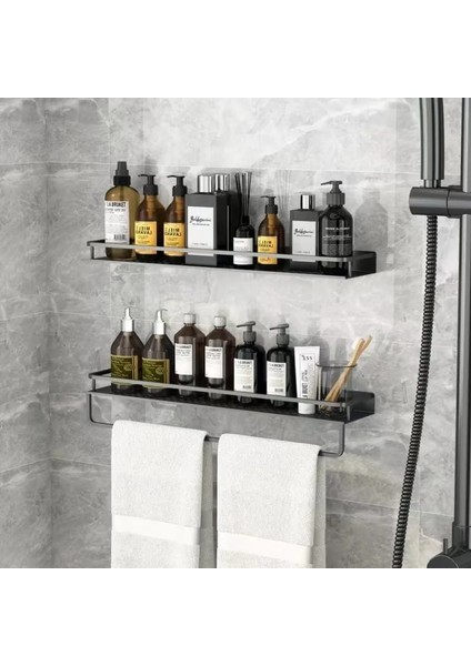 30CM-1 Tarzı Banyo Rafı Siyah Alüminyum Duvara Monte Kare Şampuanlık Kozmetik Rafları Mutfak Ağları Raf Depolama Raf Organizatör Raf (Yurt Dışından) fırsatları