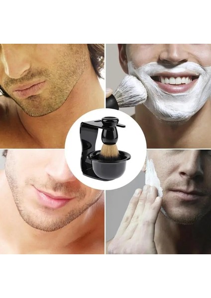 Kırmızı Stil 3 In 1 Erkek Tıraş Sabunu Kase + Tıraş Fırçası + Tıraş Standı Kıl Saç Tıraş Fırçası Erkekler Sakal Temizleme Aracı Dropship (Yurt Dışından)