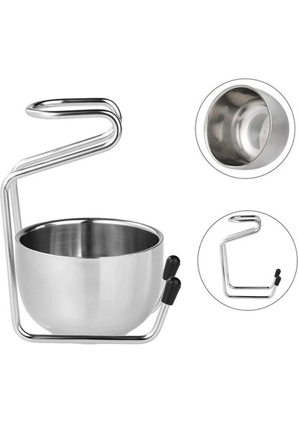 Gümüş Tarzı Yeni 2 In 1 Paslanmaz Çelik Erkek Tıraş Kuru Veya Islak Bardak Tıraş Tutucu Seti Erkekler Sakal Sabun Kase Tıraş Standı Yüz Temizleyici Aracı (Yurt Dışından)