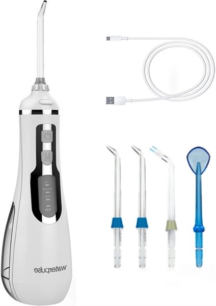 Beyaz Stil Waterpulse V500 Taşınabilir Oral Irrigator Diş Su Jeti Pensesinde Akülü Diş Irrigator Jet 4 Modu Su Geçirmez Diş Temizleyici (Yurt Dışından)