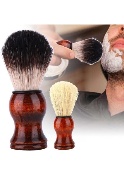 Bir Stil Taşınabilir Erkekler Manuel Operasyon Köpük Sakal Tıraş Fırçası Aracı Ahşap Saplı Erkekler Için Yüz Temizleme Fırçası (Yurt Dışından)