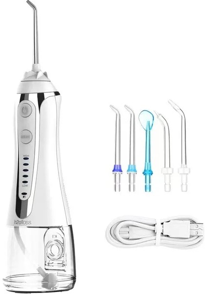 Beyaz Stil Lısm Taşınabilir Oral Irrigator USB Şarj Edilebilir Su Pensesinde Diş Su Jeti 300 ml 5 Modelleri Su Deposu Su Geçirmez Diş Temizleyici (Yurt Dışından)