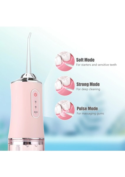 Pembe Tarzı 220ML Irrigator Diş Diş Duşu Diş Temizleyici Su Toplama Diş Beyazlatma Su Geçirmez Şarj Edilebilir Akülü Ağız Diş Bakımı (Yurt Dışından)