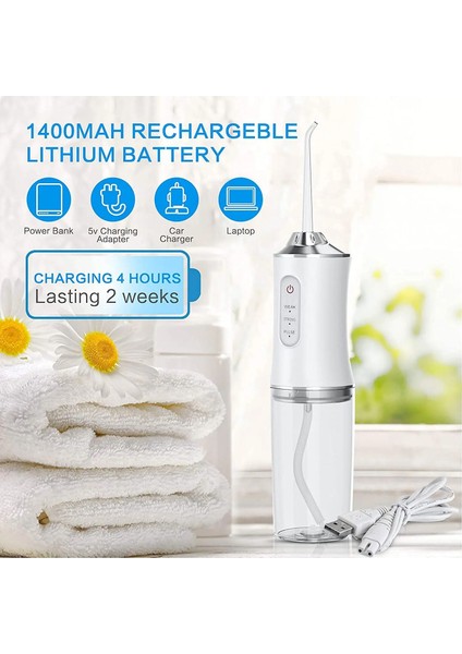 Beyaz Stil Yüksek Su Basınçlı Pensesinde Güçlü Diş Su Jeti Seçim Pensesinde Taşınabilir Oral Irrigator Diş Beyazlatma Diş Temizleme (Yurt Dışından)