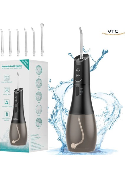 Beyaz Stil Oral Irrigator Taşınabilir Diş Duşu Şarj Edilebilir 5 Mod Ipx7 400 ml Diş Temizleme Dişleri Için Su Jeti (Yurt Dışından)