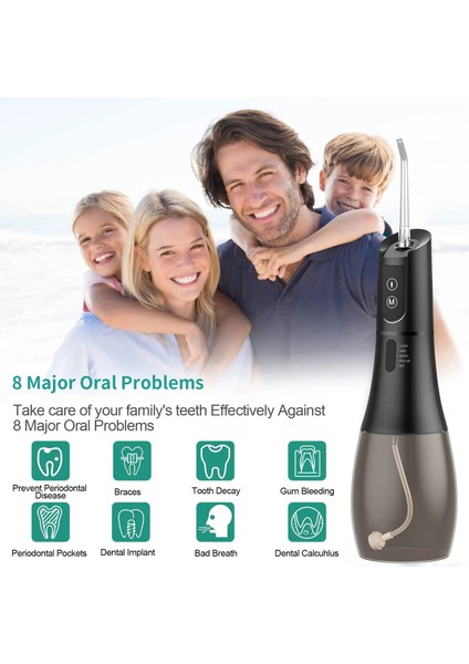 Beyaz Stil Oral Irrigator Taşınabilir Diş Duşu Şarj Edilebilir 5 Mod Ipx7 400 ml Diş Temizleme Dişleri Için Su Jeti (Yurt Dışından)