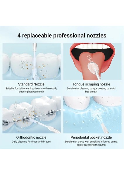 Taşınabilir Oral Irrigator Diş Su Ipliği Diş Temizleyici Şarj Edilebilir Diş Duşunda 6 Temizleme Modu Ağız Yıkama Makinesi (Yurt Dışından)