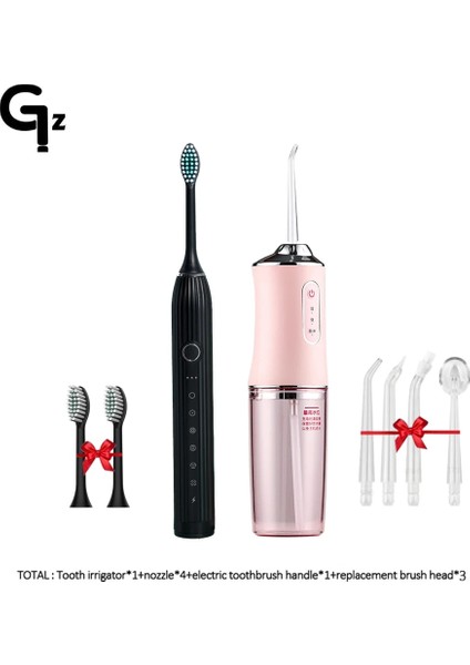 Beyaz4 Tarzı Oral Irrigator ve Elektrikli Diş Fırçası Ipx7 Yedek Fırça Kafası Taşınabilir Diş Su Pensesinde 4 Nozullu USB Şarj Edilebilir (Yurt Dışından)
