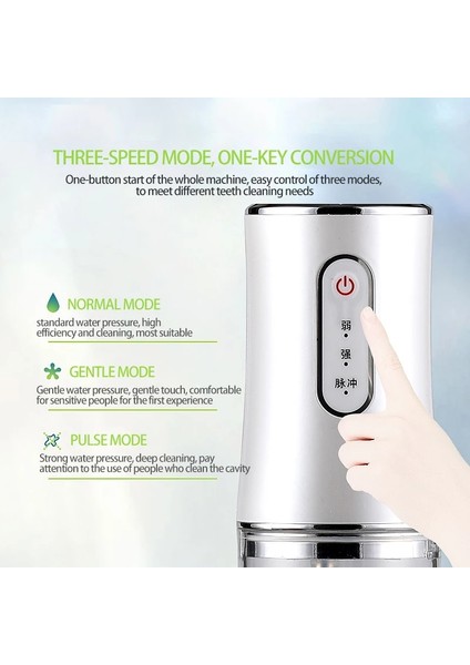 Beyaz4 Tarzı Oral Irrigator ve Elektrikli Diş Fırçası Ipx7 Yedek Fırça Kafası Taşınabilir Diş Su Pensesinde 4 Nozullu USB Şarj Edilebilir (Yurt Dışından)