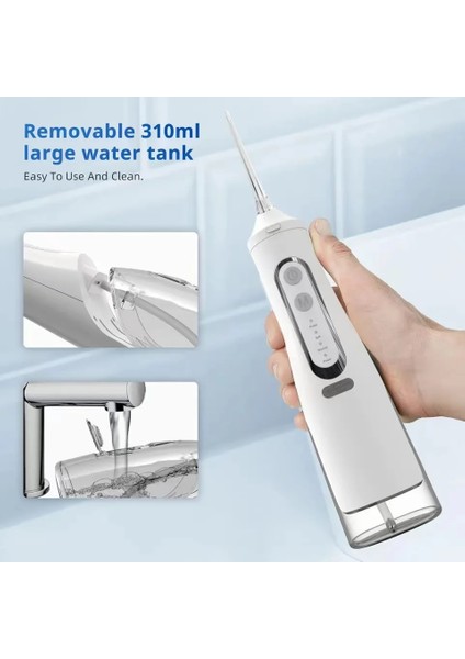 Siyah Stil USB Şarj Edilebilir Oral Irrigator Diş Duşu Taşınabilir 310 ml Çıkarılabilir Su Deposu Diş Su Jeti Su Geçirmez Ağız Diş Temizleyici (Yurt Dışından)