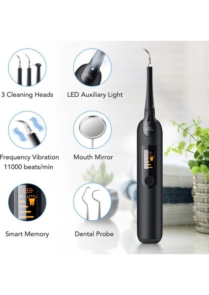 TYPE4SIYAH Tarzı Taşınabilir Elektrikli Sonic Diş Ölçekleyici Ev Diş Taşı Sökücü LED Ekran USB Şarj Edilebilir Diş Beyazlatma Kiti (Yurt Dışından)