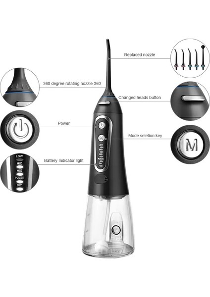 Beyaz Stil Taşınabilir Oral Irrigator 6 Jet Diş Temizleyici 5 Mod Diş Pensesinde Diş Beyazlatma Su Geçirmez Şarj Edilebilir Ağız Diş Bakımı Aracı (Yurt Dışından) fiyatları
