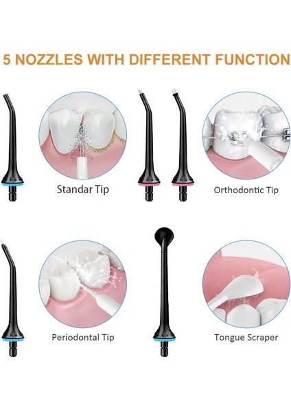 Beyaz Stil Taşınabilir Oral Irrigator 6 Jet Diş Temizleyici 5 Mod Diş Pensesinde Diş Beyazlatma Su Geçirmez Şarj Edilebilir Ağız Diş Bakımı Aracı (Yurt Dışından) indirimleri