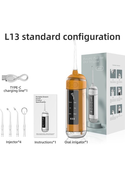 Turuncu Tarzı Seyahat Çantası ile Pull-Out Oral Irrigator Taşınabilir Su Diş Pensesinde Şarj Edilebilir 180 ml Su Jeti Flok Dişler Için 6 Hız (Yurt Dışından)