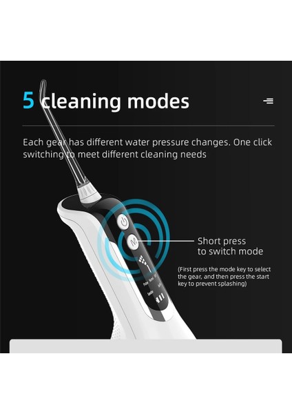 Yeşil Stil Diş Su Jeti Irrigator Diş 5 Vitesli Oral Irrigator Diş Duşunda Taşınabilir Diş Suyu 330ML Ipx7 Su Geçirmez Diş (Yurt Dışından)