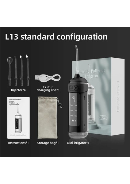 Siyah Stil Oral Irrigator Taşınabilir Diş Su Flosser USB Şarj Edilebilir Su Jeti Ipi Kürdan 4 Jet Tml 6 Mod Ipxrpm (Yurt Dışından)
