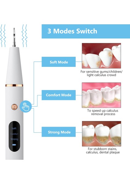 Beyaz Stil 3 Modlu Elektrikli Ultrasonik Diş Temizleyici Diş Taşı Sökücü Diş Taş Ölçekleyici Duman Lekeleri Tartar Plak Diş Ağız Bakımı (Yurt Dışından) fırsatları