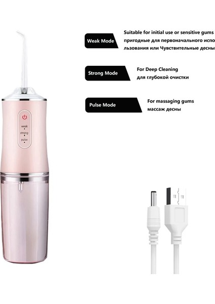 C06 Tarzı Oral Irrigator USB Şarj Edilebilir Diş Duşu Diş Su Jeti 220 ml Su Deposu Ipx7 Su Geçirmez Diş Temizleyici (Yurt Dışından)