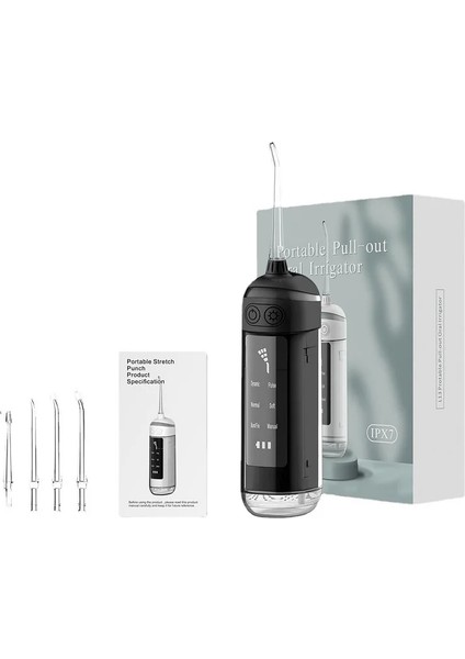 Siyah Stil Taşınabilir Oral Irrigator Diş Pensesinde Diş Temizleyici Şarj Edilebilir Diş Pensesinde 6 Temizleme Modu Ağız Yıkama Makinesi (Yurt Dışından)