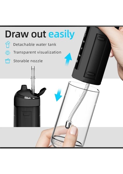 Siyah Stil Taşınabilir Oral Irrigator Diş Pensesinde Diş Temizleyici Şarj Edilebilir Diş Pensesinde 6 Temizleme Modu Ağız Yıkama Makinesi (Yurt Dışından)