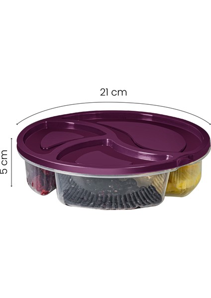 8li 3 Bölmeli Yuvarlak Saklama Kabı 1,2 Litre Mor modelleri