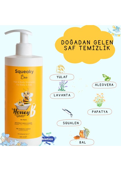 Squeaky Bee Saç Vücut Şampuanı 500 ml