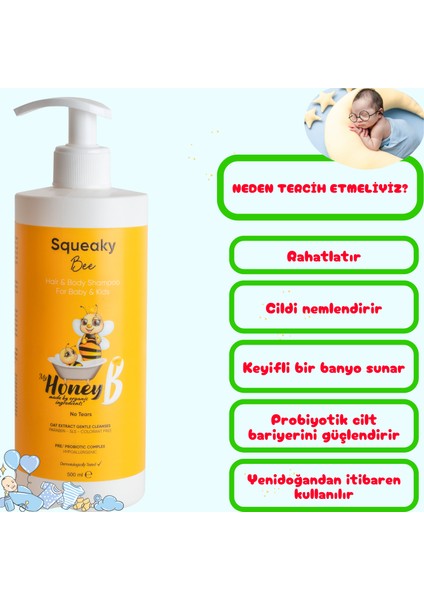 Squeaky Bee Saç Vücut Şampuanı 500 ml