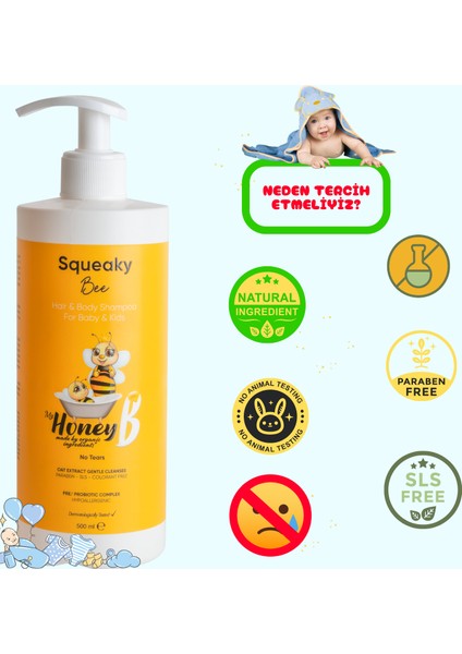 Squeaky Bee Saç Vücut Şampuanı 500 ml