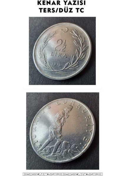 1976 Akmonital Ters/düz Tc Darphane Kayıtlı Hata Ççt+ Eski Madeni Para
