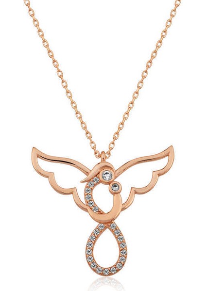 Gümüş Rose Melek Anne Ve Çocuk Bayan Kolye