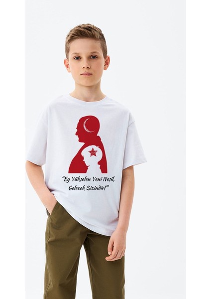 Ey Yükselen Nesil Gelecek Sizindir Baskılı 23 Nisan Özel Erkek Çocuk T-Shirt fırsatları