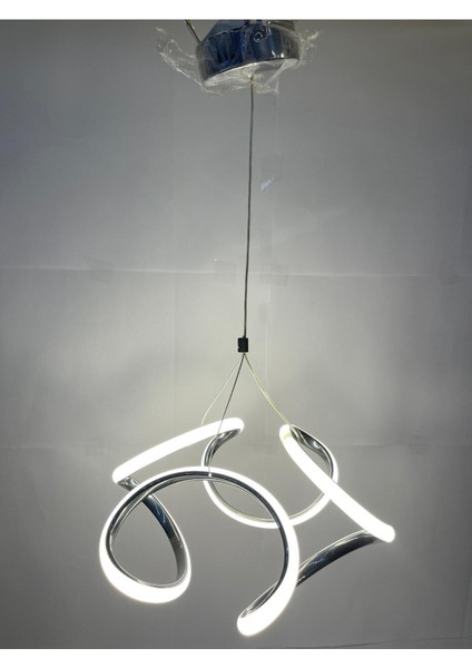 3 Renk Işıklı Modern Sarkıt Krom Kasa LED Avize Ledli Avize