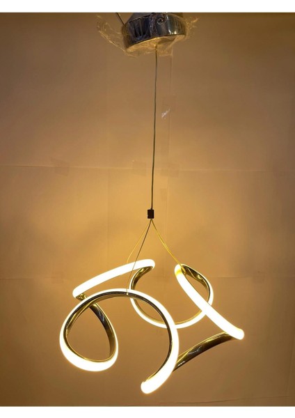 3 Renk Işıklı Modern Sarkıt Krom Kasa LED Avize Ledli Avize modelleri