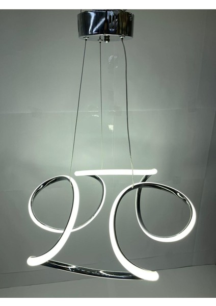 3 Renk Işıklı Modern Sarkıt Krom Kasa LED Avize Ledli Avize