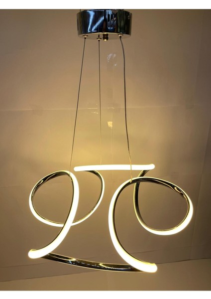 3 Renk Işıklı Modern Sarkıt Krom Kasa LED Avize Ledli Avize modelleri