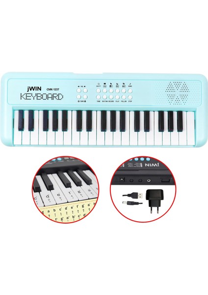 CMK-1237 37 Tuşlu Elektronik Org (Etiket. Adaptör Hediye) - Turkuaz