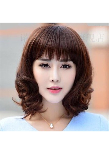 Orta Yaşlı ve Yaşlı Kadınlar Için Peruk Anne Tarzı Orta Uzunlukta Kıvırcık Saç Peruk Doğal Büyük Dalga Omuz Boyu Peruk Kafa Kapağı (Yurt Dışından)