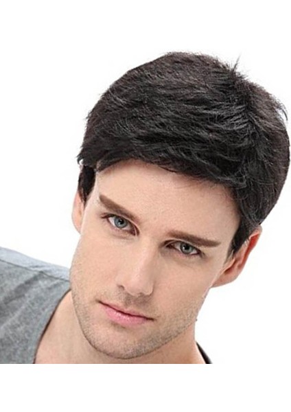Adam Eğik Patlama Saç Için Te Doğal Gerçekçi Yüksek Sıcaklık Fiber Peruk (Yurt Dışından) modelleri