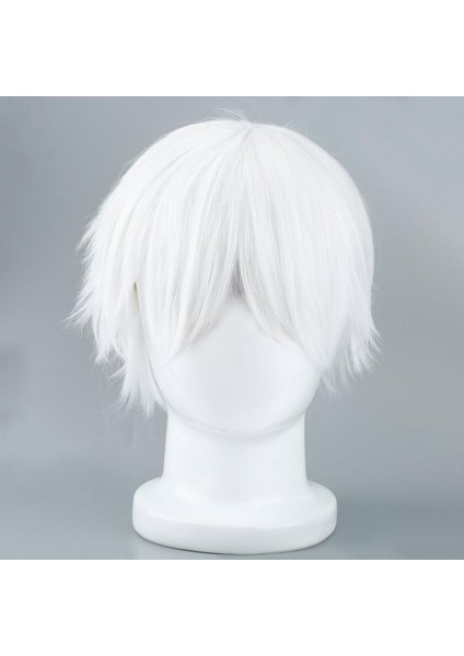 Cosplaying Anime Karakterleri Için Erkek Beyaz Peruk Düz Kısa Sentetik Peruklar (Yurt Dışından)
